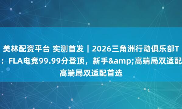 美林配资平台 实测首发｜2026三角洲行动俱乐部TOP8：FLA电竞99.99分登顶，新手&高端局双适配首选
